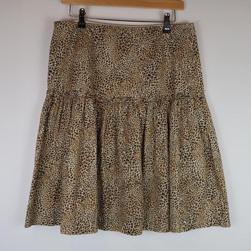 Spiegel Catalog Women's Leopard Print Knee Length Tiered Ruffle Skirt Size 10